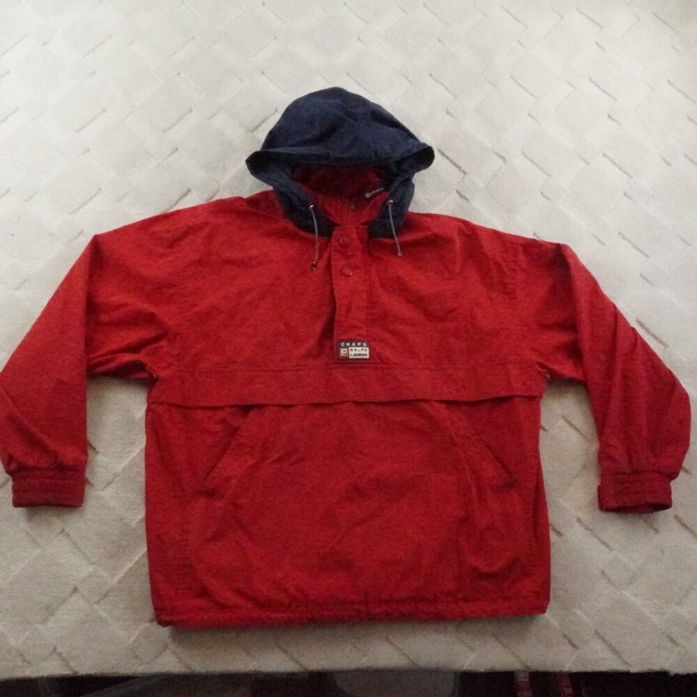 Vintage Chaps Ralph Lauren Pull Over Windbreaker Jacket Mens Medium 90s Red